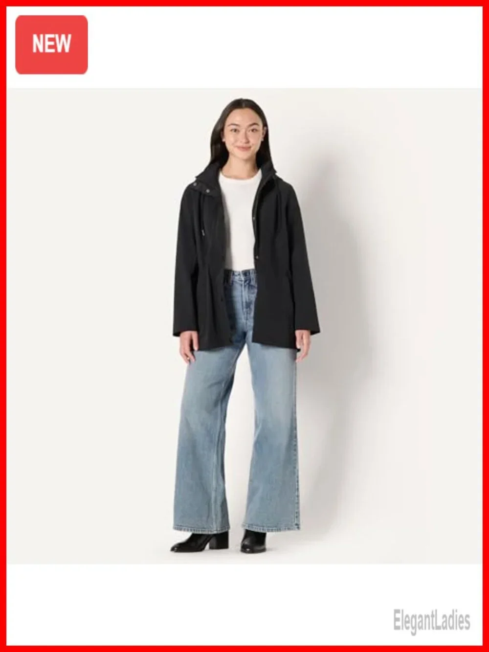 Women's Lightweight Waterproof Hooded Rain Jacket Relaxed Fit Long Sleeve Anorak